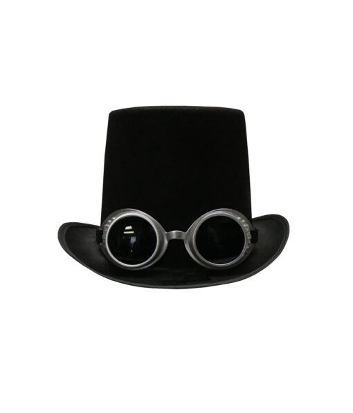 Black steampunk top hat with goggles