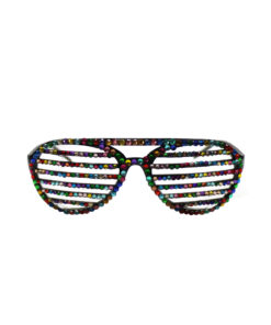 Black shutter party glasses with rainbow rhinestones