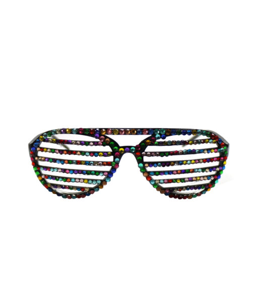 Black shutter party glasses with rainbow rhinestones