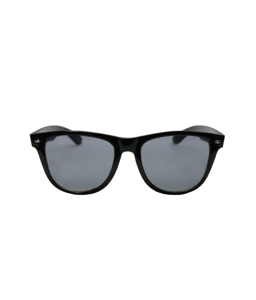 Black wayfarer style glasses with black tint for costume