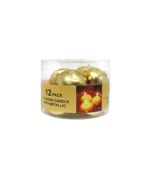 Gold metallic floating candles coming in pack of 12