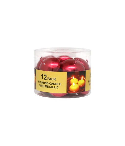 Red metallic floating candles coming in pack of 12