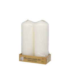 Ivory pillar candles in pack of 2 and weight of 250g