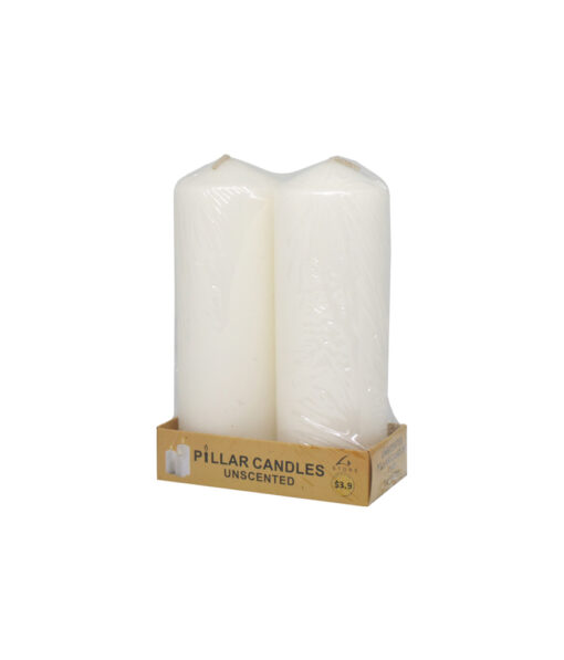 Ivory pillar candles in pack of 2 and weight of 250g