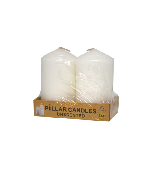 Ivory pillar candles in pack of 2 and weight of 200g