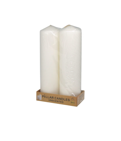 Ivory pillar candles in pack of 2 and weight of 290g