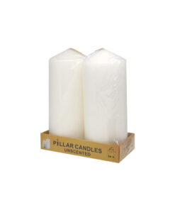 Ivory pillar candles in pack of 2 and weight of 330g