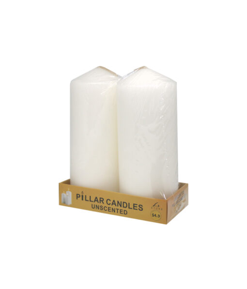 Ivory pillar candles in pack of 2 and weight of 330g