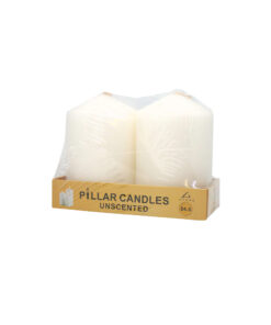 Medium size unscented pillar candles in pack of 2 and weight of 525g