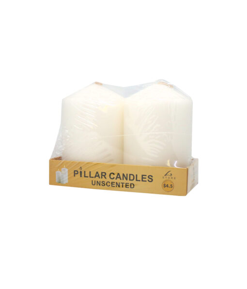 Medium size unscented pillar candles in pack of 2 and weight of 525g