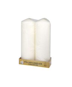 Ivory pillar candles in pack of 2 and weight of 525g