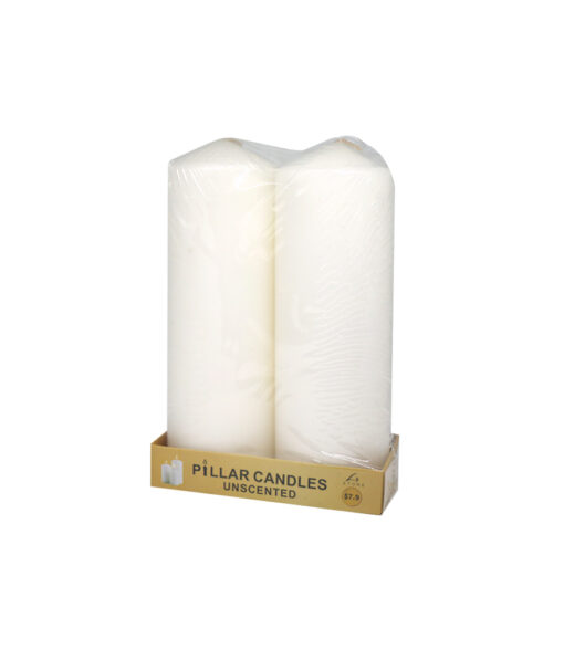 Ivory pillar candles in pack of 2 and weight of 525g