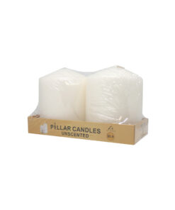 Small unscented pillar candles in pack of 2 and weight of 390g