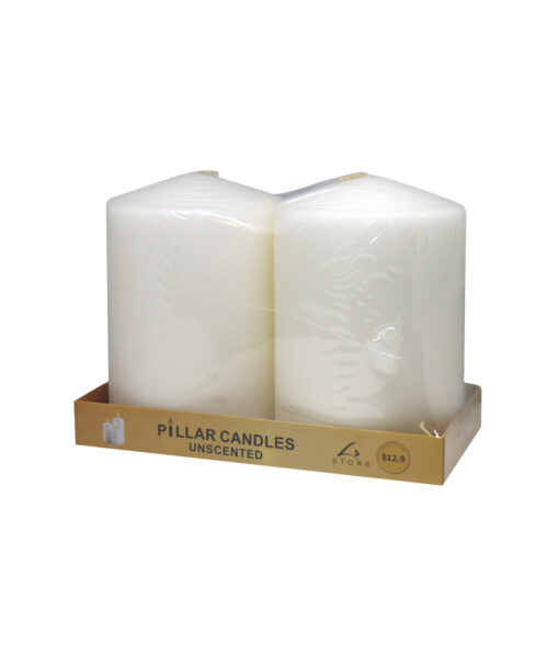 Ivory pillar candles in pack of 2 and weight of 900g