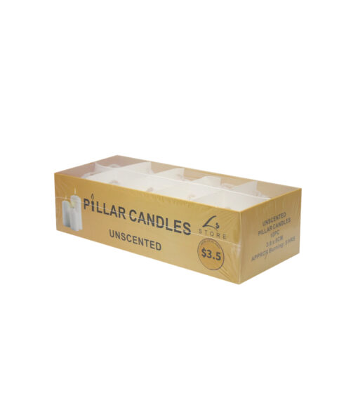 Ivory pillar candles in pack of 10 and weight of 40g