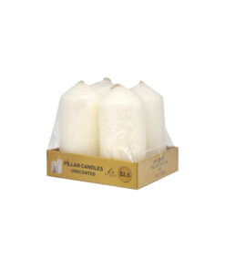 Ivory pillar candles in pack of 4 and weight of 60g