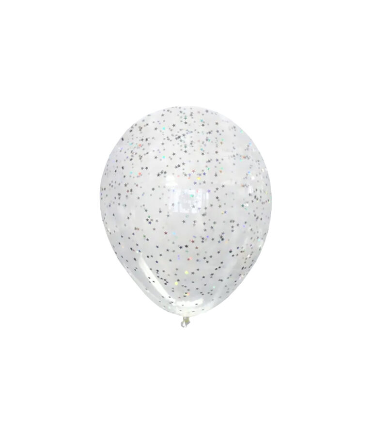 Silver Star Confetti Balloon 12inch 6pk Looksharpstore