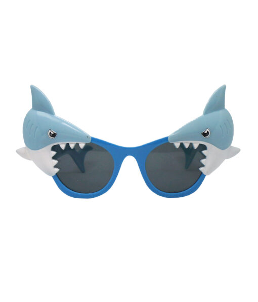 Shark party glasses in blue colour with black tinted lens