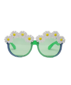 Daisy party glasses in green and blue colour with silver rhinstones and green tinted lens