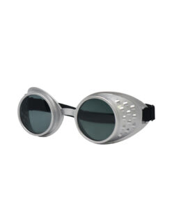 Silver steampunk party glasses with black tinted lens