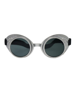 Silver steampunk party glasses with black tinted lens