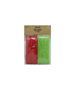 Red and green craft raffia in length of 30m and pack of 2