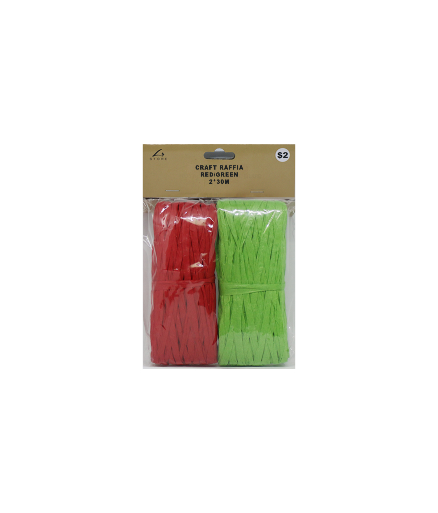 red and green raffia