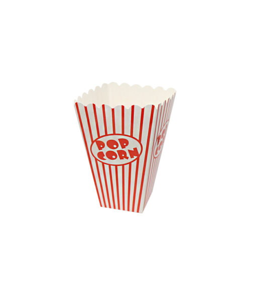 White and red striped popcorn box in pack of 8