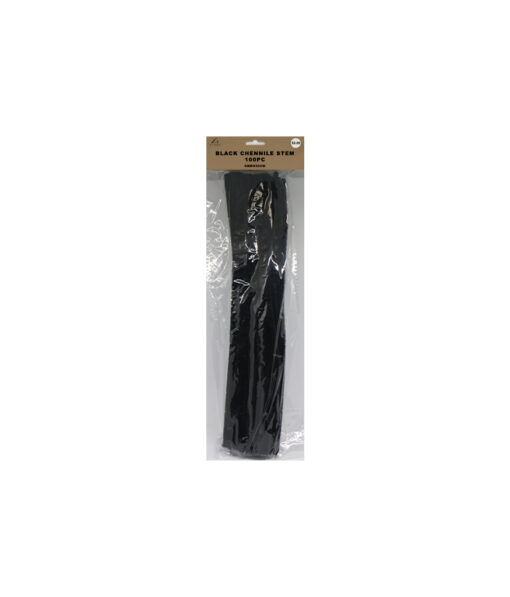 Black chenille stem pipe clears in pack of 100 and size of 30cm