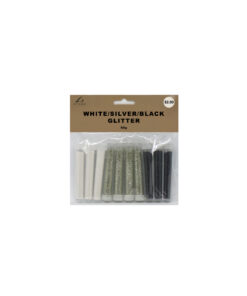 Metallic colour glitters in white, silver, and black in pack of 10