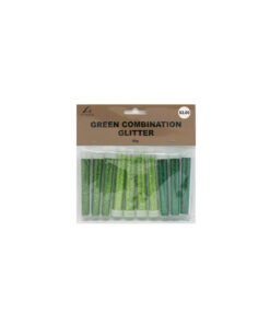 Assorted green glitter mix in dark green, lime green and light green coming in pack of 10