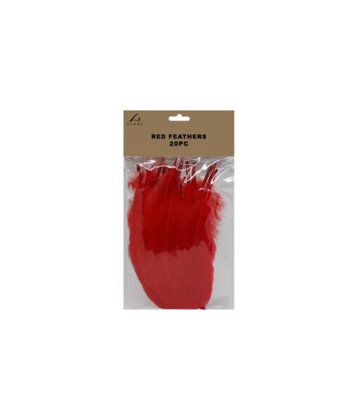 Red feathers in pack of 20