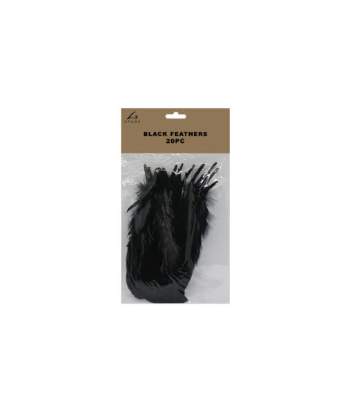 Black feathers in pack of 20