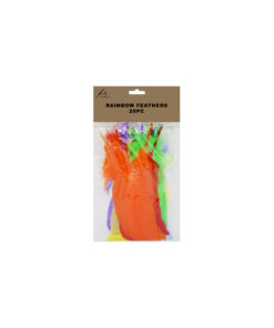 Mixed colour rainbow feathers in pack of 20