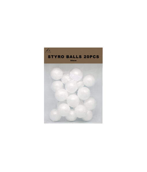 Plain white styrofoam ball in size of 50mm and pack of 20