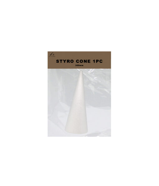 Plain white styrofoam cone in size of 300mm and pack of 1