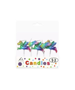 Iridescent rainbow unicorn candles in pack of 5