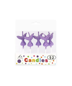 Purple glittery mermaid tail candles coming in pack of 5