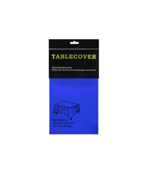 Blue foil table cover in size of 137cm x 274cm