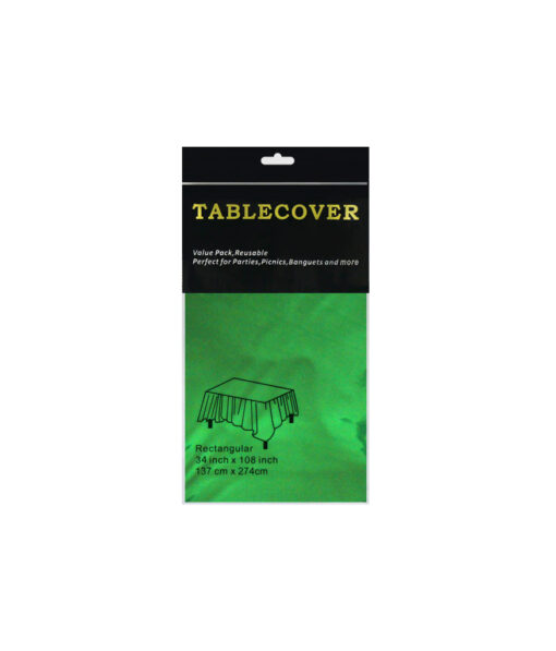 Green foil table cover in size of 137cm x 274cm