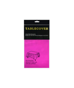 Hot pink foil table cover in size of 137cm x 274cm