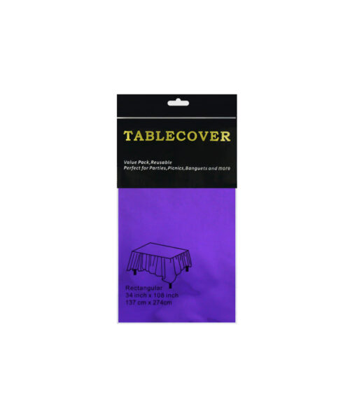 Purple foil table cover in size of 137cm x 274cm