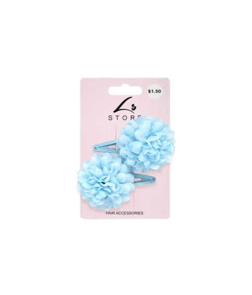 Baby blue hair clip with flower coming in pack of 2
