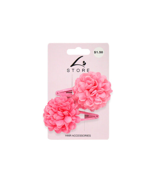 Baby pink hair clip with large pink flower decoration coming in pack of 2