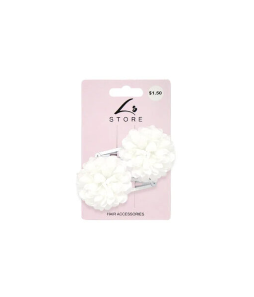 White hair clip with flower in pack of 2