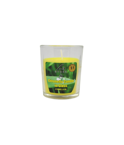 Citronella scented candle in glass jar