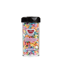 GoBake wildflower shaped sprinkles in rainbow colour and container of 45g