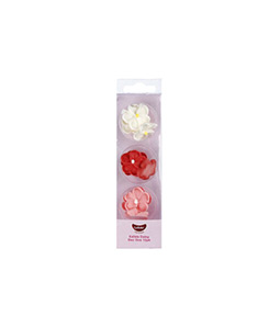 Gobake edible daisy decoration in white, red and light pink colours for baking