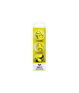 Gobake edible yellow emoji face icing decoration with smiling face, winking smiley and cool sunglasses emoji design in pack of 9