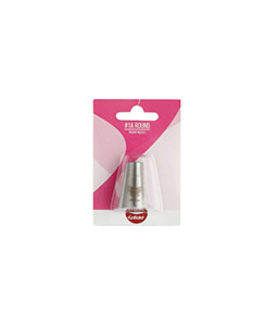 Gobake 1A metal round icing tip in pack of 1 and in pink packaging